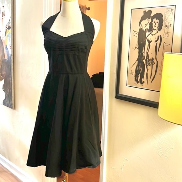 The Red Dress Shoppe,The Onyx VTG Reproduction Halter Swing Skirt Dress,Size M - Picture 9 of 10